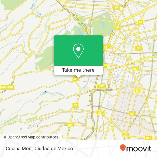 Cocina Moni, Camino Real a Toluca Bosques 1ra Secc 01160 Álvaro Obregón, Distrito Federal map