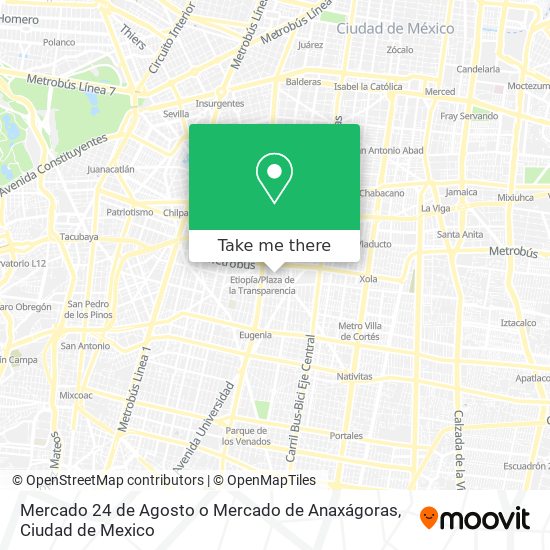 Mapa de Mercado 24 de Agosto o Mercado de Anaxágoras