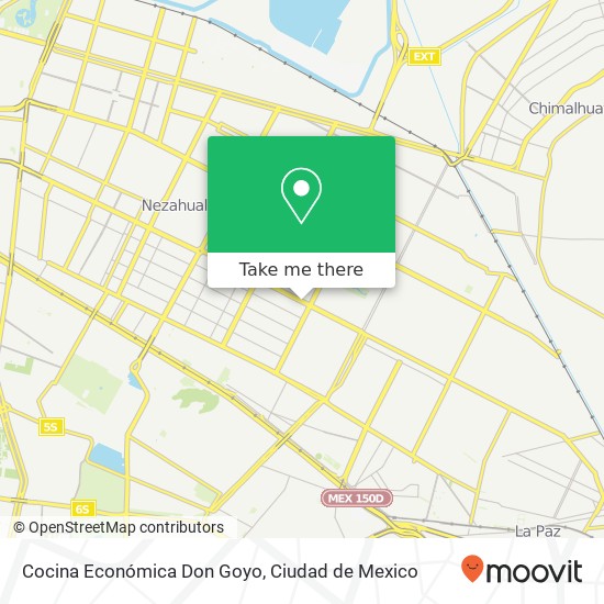Mapa de Cocina Económica Don Goyo, Avenida Pantitlán Vicente Villada Poniente 57719 Nezahualcóyotl, México