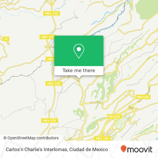 Carlos'n Charlie's Interlomas, Vialidad de la Barranca 6 Club de Golf Residencial 52787 Huixquilucan, Edomex map