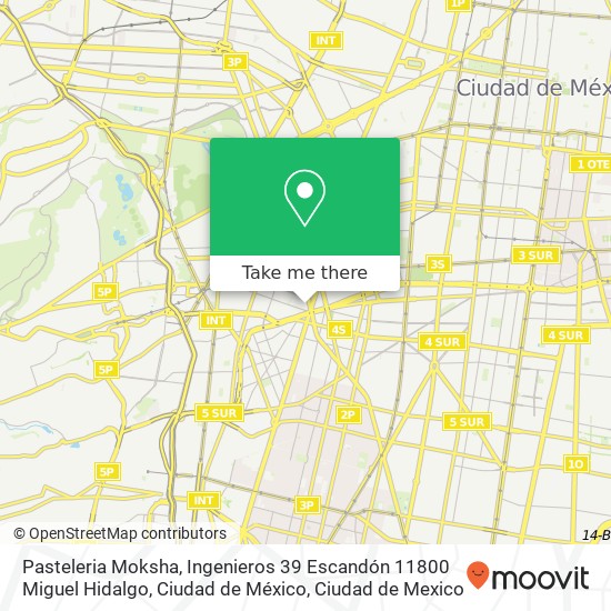 Mapa de Pasteleria Moksha, Ingenieros 39 Escandón 11800 Miguel Hidalgo, Ciudad de México