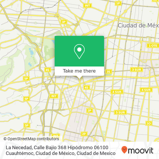 Mapa de La Necedad, Calle Bajío 368 Hipódromo 06100 Cuauhtémoc, Ciudad de México