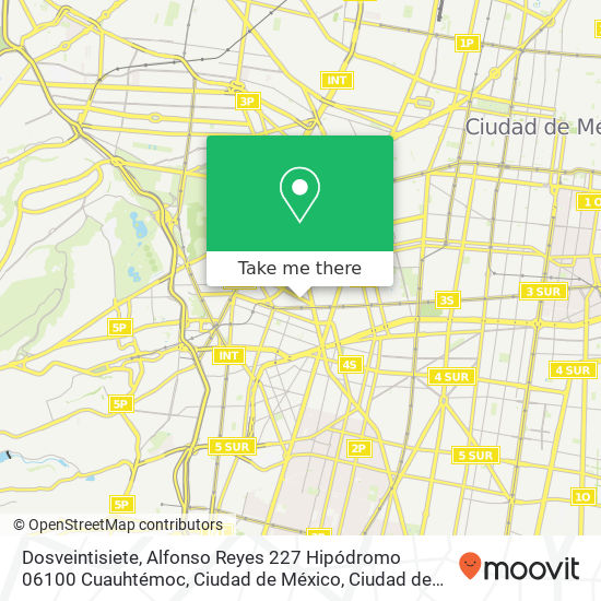 Dosveintisiete, Alfonso Reyes 227 Hipódromo 06100 Cuauhtémoc, Ciudad de México map