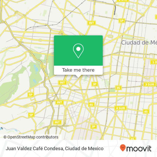 Mapa de Juan Valdez Café Condesa, Avenida Tamaulipas 61 Condesa 06140 Cuauhtémoc, Ciudad de México