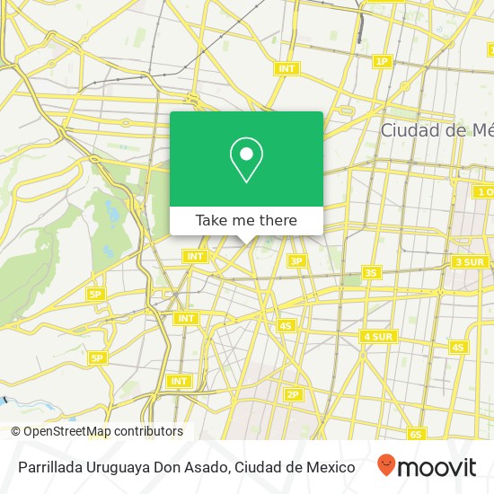 Mapa de Parrillada Uruguaya Don Asado, Avenida Michoacán Hipódromo 06100 Cuauhtémoc, Distrito Federal