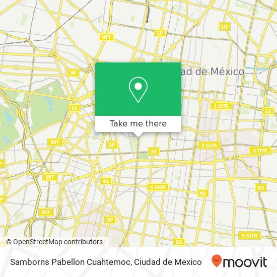 Mapa de Samborns Pabellon Cuahtemoc, Avenida Cuauhtémoc Centro Urbano Benito Juárez 06740 Cuauhtémoc, Ciudad de México