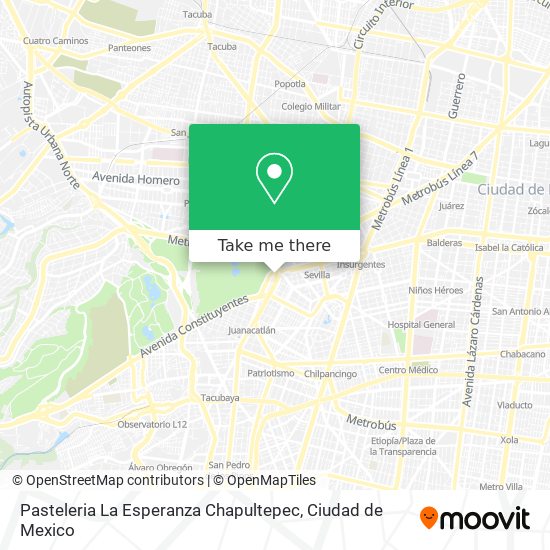 Mapa de Pasteleria La Esperanza Chapultepec