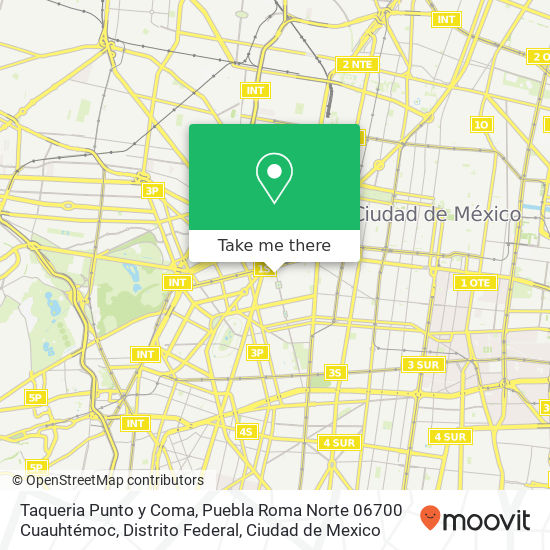 Taqueria Punto y Coma, Puebla Roma Norte 06700 Cuauhtémoc, Distrito Federal map