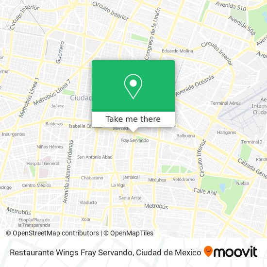 Mapa de Restaurante Wings Fray Servando