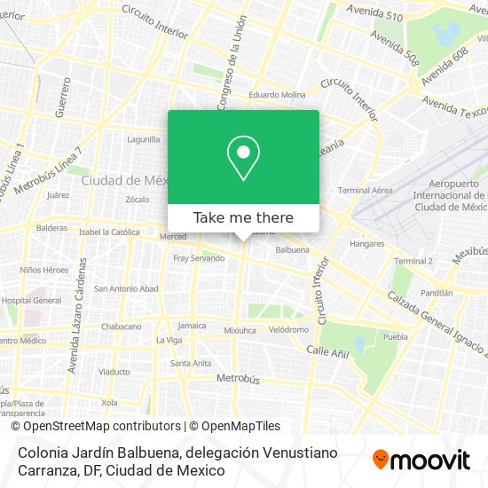 Colonia Jardín Balbuena, delegación Venustiano Carranza, DF map