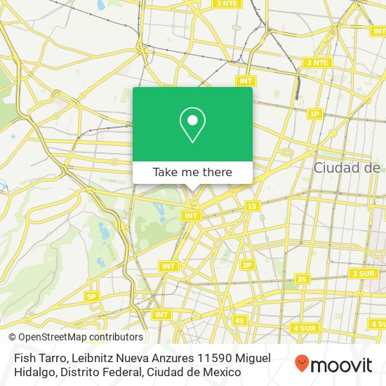 Mapa de Fish Tarro, Leibnitz Nueva Anzures 11590 Miguel Hidalgo, Distrito Federal