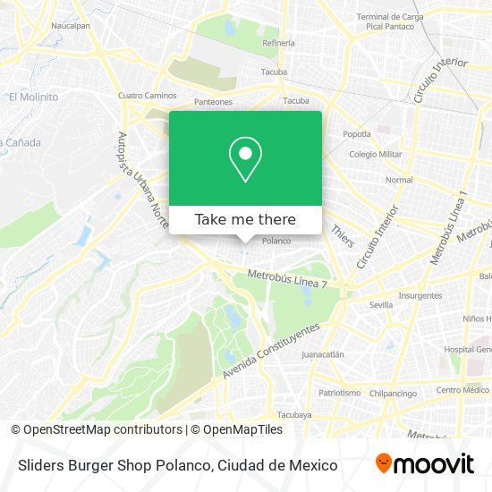 Sliders Burger Shop Polanco map