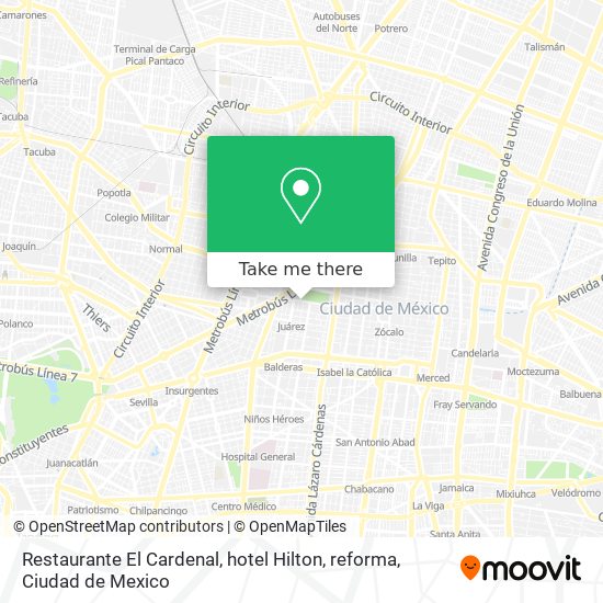 Restaurante El Cardenal, hotel Hilton, reforma map