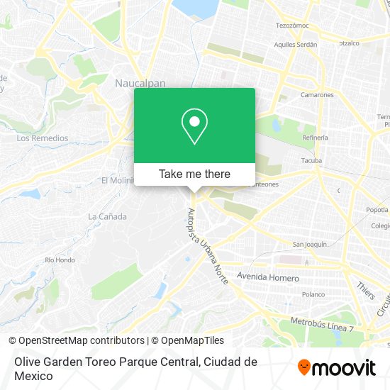 Olive Garden Toreo Parque Central map