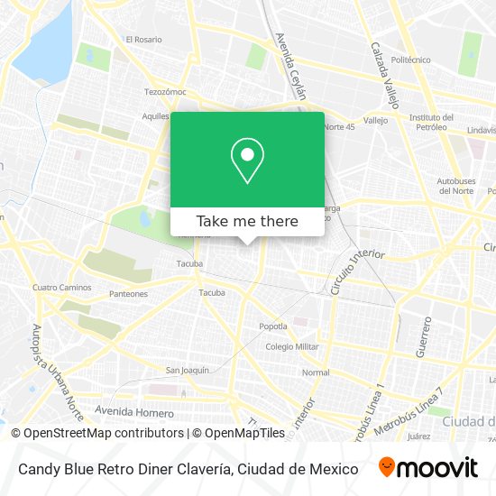 Candy Blue Retro Diner Clavería map