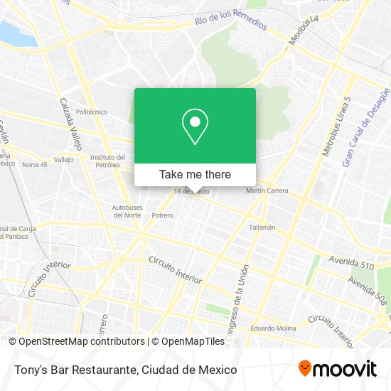 Mapa de Tony's Bar Restaurante