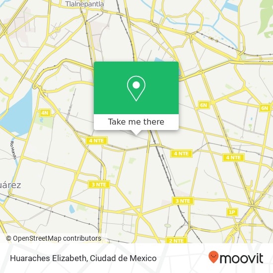 Mapa de Huaraches Elizabeth, Avenida Miguel Hidalgo Pueblo Santa Bárbara 02230 Azcapotzalco, Distrito Federal