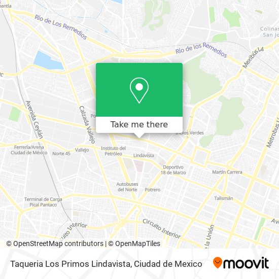 Taqueria Los Primos Lindavista map