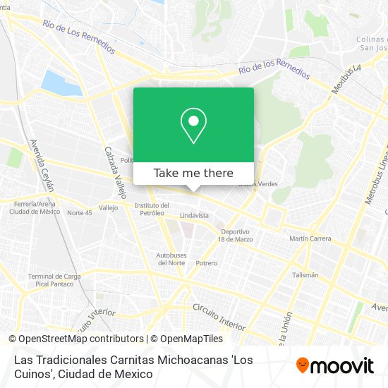 Mapa de Las Tradicionales Carnitas Michoacanas 'Los Cuinos'