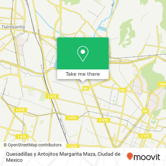 Mapa de Quesadillas y Antojitos Margarita Maza, Sct Vallejo Secretaría de Comunic y Transportes 07700 Gustavo a Madero, Ciudad de México