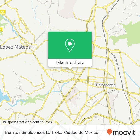 Mapa de Burritos Sinaloenses La Troka, Boulevard Popocatépetl 116 Fracc Los Pirules 54040 Tlalnepantla de Baz, Edomex