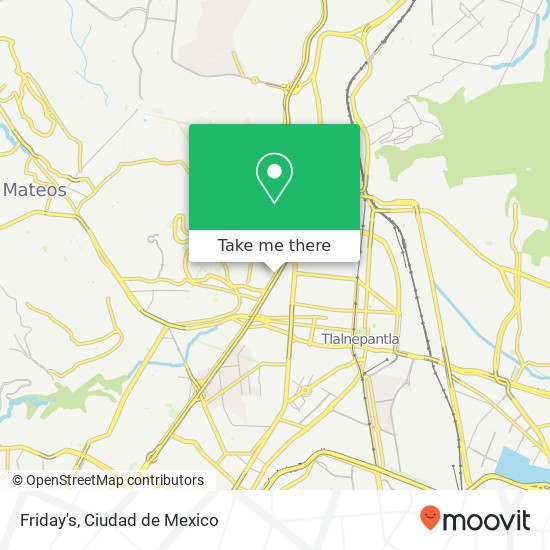 Mapa de Friday's, Boulevard Manuel Ávila Camacho Valle Dorado 54020 Tlalnepantla de Baz, México