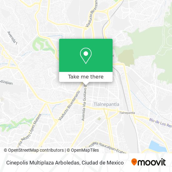 How to get to Cinepolis Multiplaza Arboledas in Cuautitlán Izcalli by Bus  or Train?