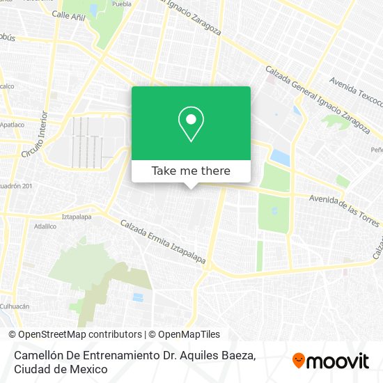 Mapa de Camellón De Entrenamiento Dr. Aquiles Baeza