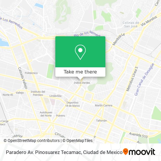 Mapa de Paradero Av. Pinosuarez Tecamac