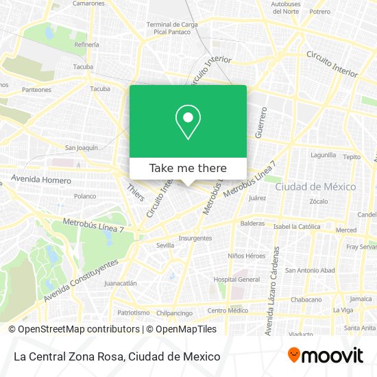 Mapa de La Central Zona Rosa