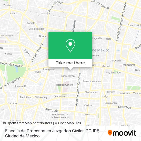 Fiscalía de Procesos en Juzgados Civiles PGJDF map