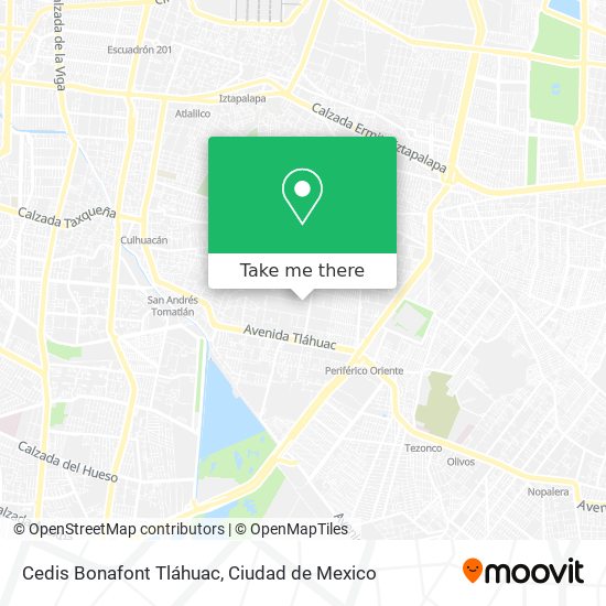 Cedis Bonafont Tláhuac map