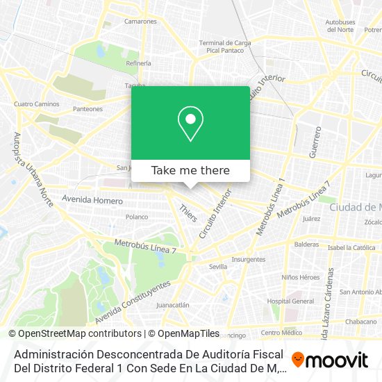 Administración Desconcentrada De Auditoría Fiscal Del Distrito Federal 1 Con Sede En La Ciudad De M map