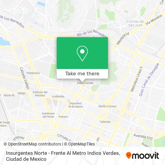 Insurgentes Norte - Frente Al Metro Indios Verdes map