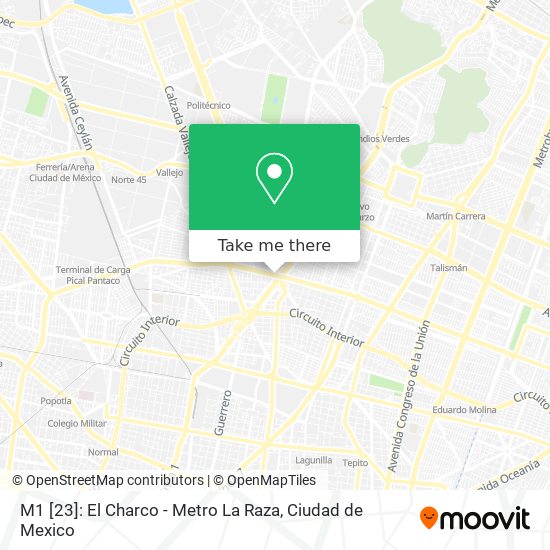 Mapa de M1 [23]: El Charco -  Metro La Raza
