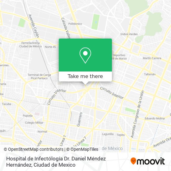 Hospital de Infectólogía Dr. Daniel Méndez Hernández map