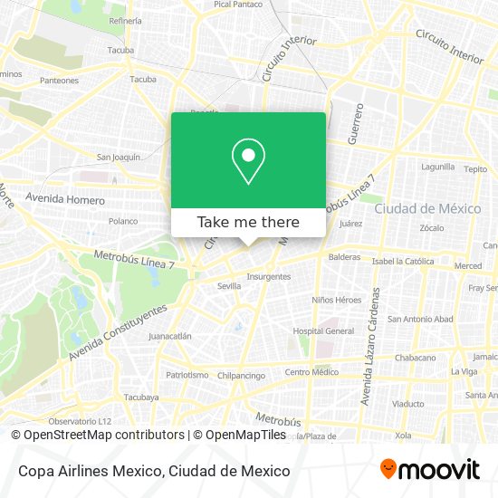 Mapa de Copa Airlines Mexico