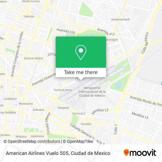 American Airlines Vuelo 505 map
