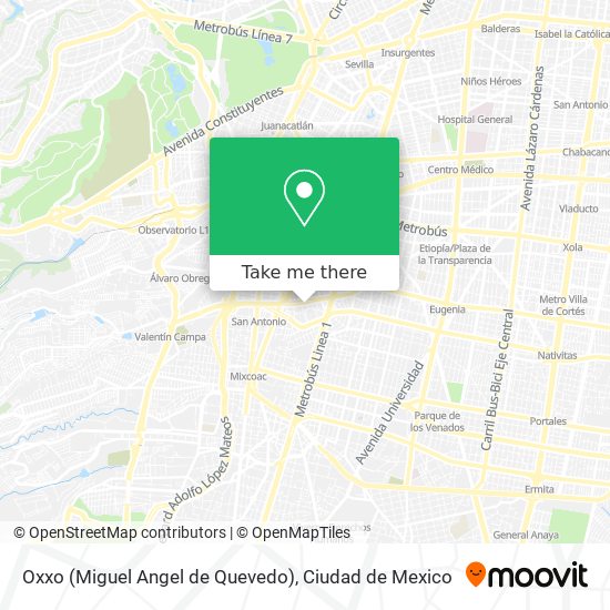 Oxxo (Miguel Angel de Quevedo) map