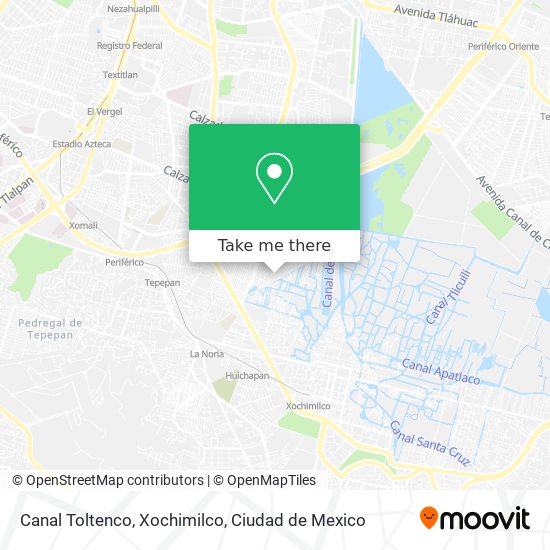 Canal Toltenco, Xochimilco map