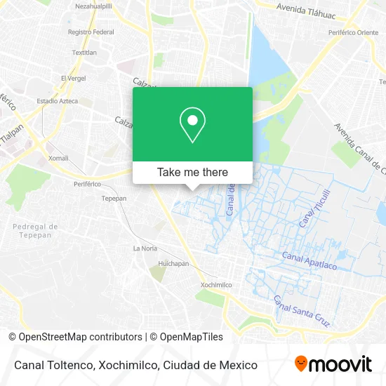 Canal Toltenco, Xochimilco map
