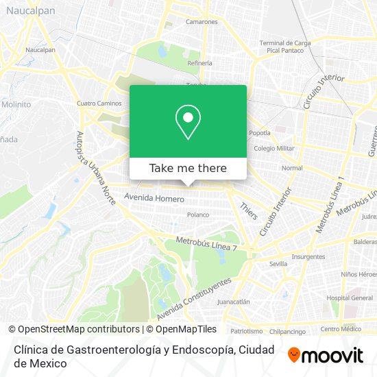 Mapa de Clínica de Gastroenterología y Endoscopía