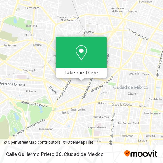 Mapa de Calle Guillermo Prieto 36