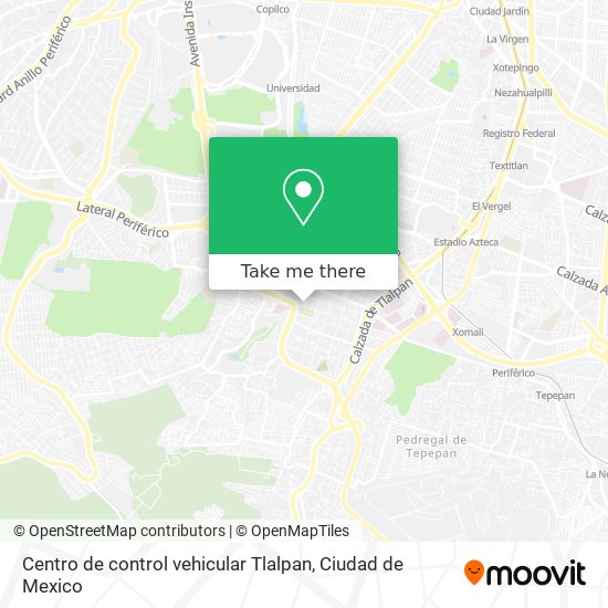 Centro de control vehicular Tlalpan map