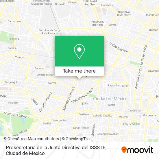 Mapa de Prosecretaría de la Junta Directiva del ISSSTE