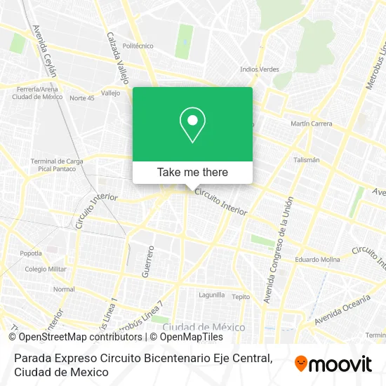 Mapa de Parada Expreso Circuito Bicentenario Eje Central
