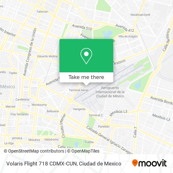 Mapa de Volaris Flight 718 CDMX-CUN