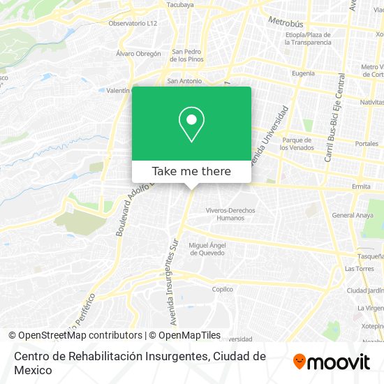 Mapa de Centro de Rehabilitación Insurgentes