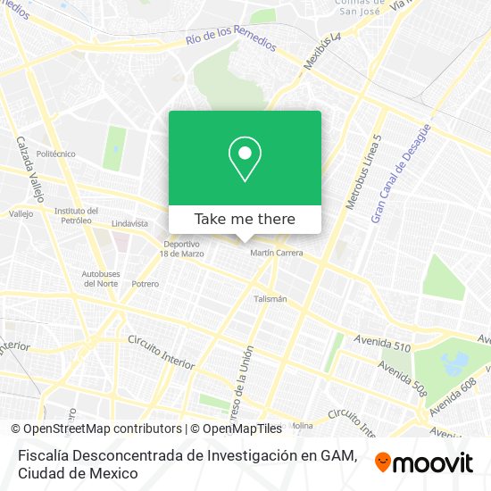 Mapa de Fiscalía Desconcentrada de Investigación en GAM