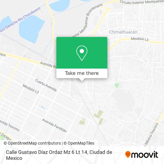 Mapa de Calle Gustavo Díaz Ordaz Mz 6 Lt 14